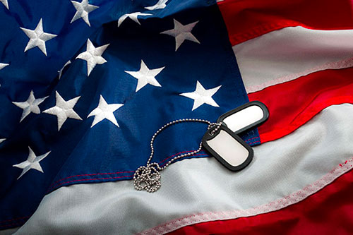 Dog tags on the American flag