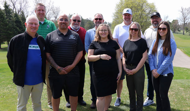 Bay College Golf Outing Committee: Front row (left to right): John Garris, James Fasset, Jalyn Dagenais-Gendron, Vicki DeGrand, and Kaylee Hubert. Back row (left to right): Matt Johnson, Dave Pechawer, Bill Marmalick, Mike Pankow, Jeff Rae. Not pictured: Merry Dufresne