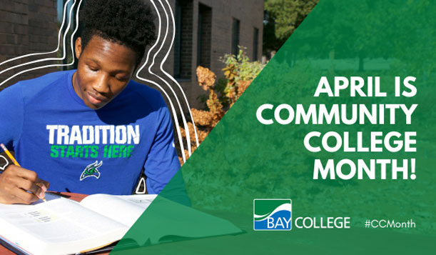 Bay College student doing homework
