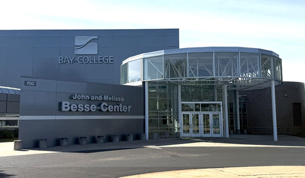 The Besse Center Entrance of the Bay College Escanaba Campus.