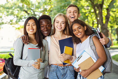 Group of diverse college students